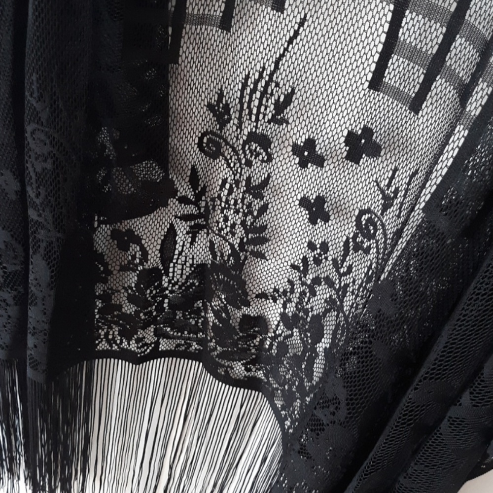 Black Sleeveless Knit Kimono Size M - Picture 6 of 7